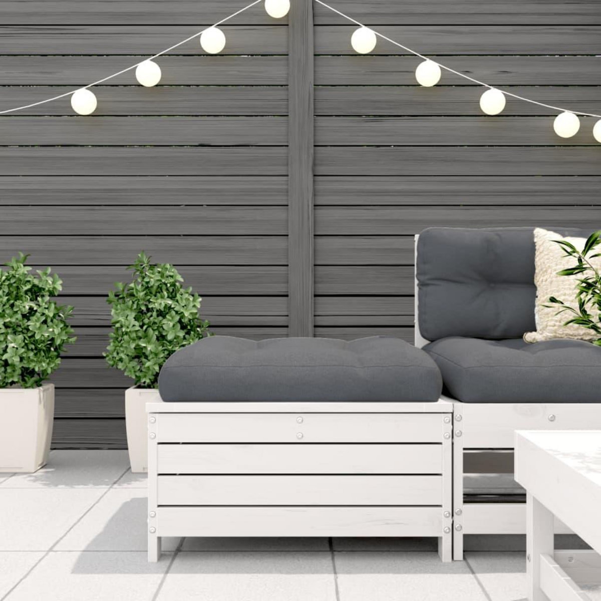 VIDAXL Repose-pied de jardin blanc 62x63,5x32 cm bois de pin massif