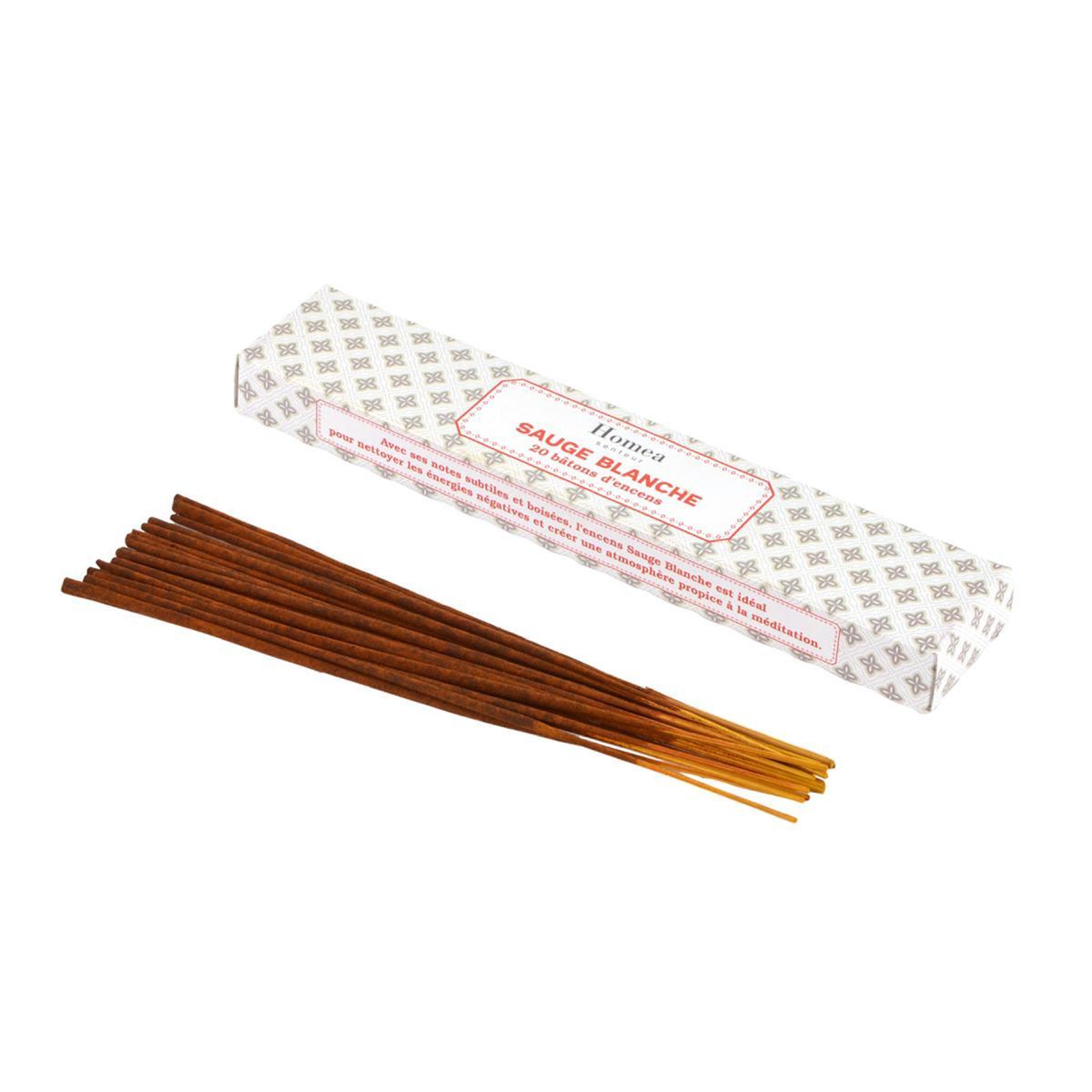 HOMEA Lot de 20 bâtons d'encens  senteur  21cm sauge blanche