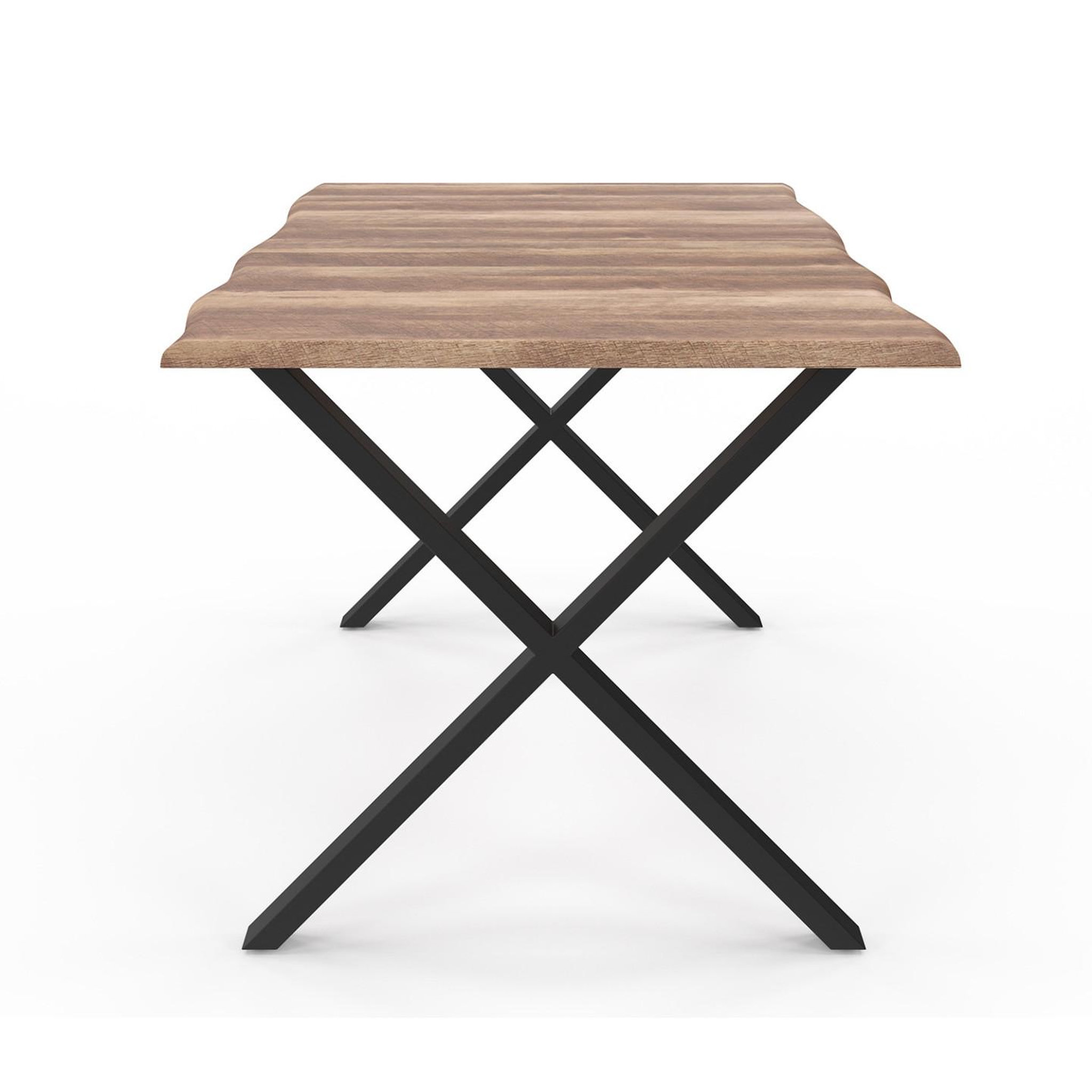Voir la diapositive 4 : ID MARKET Table à manger rectangle dakota 6 personnes pieds forme en x design industriel 160 cm