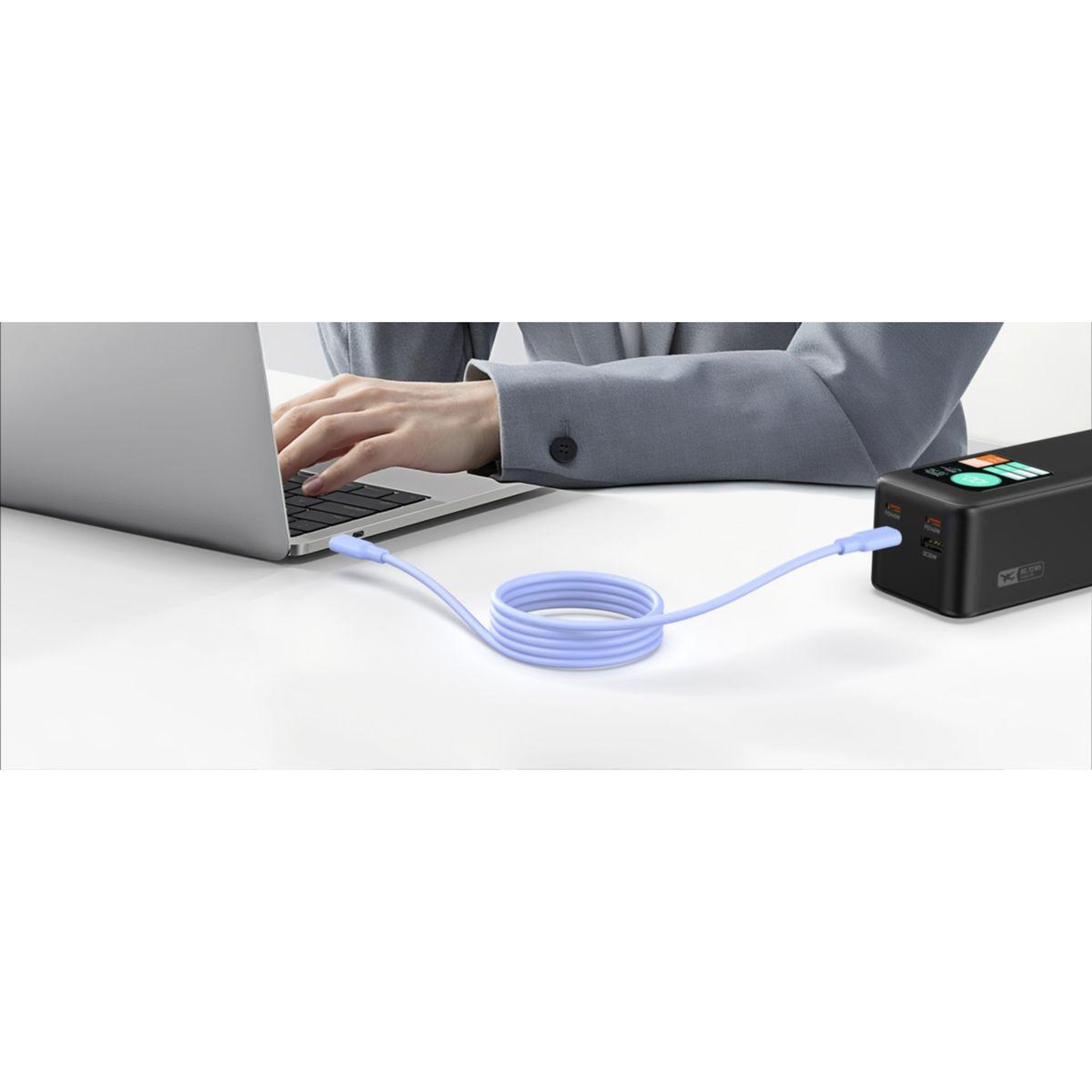 Voir la diapositive 4 : ESSENTIEL B Câble de charge vers USB-C silicone magnétique1M Violet