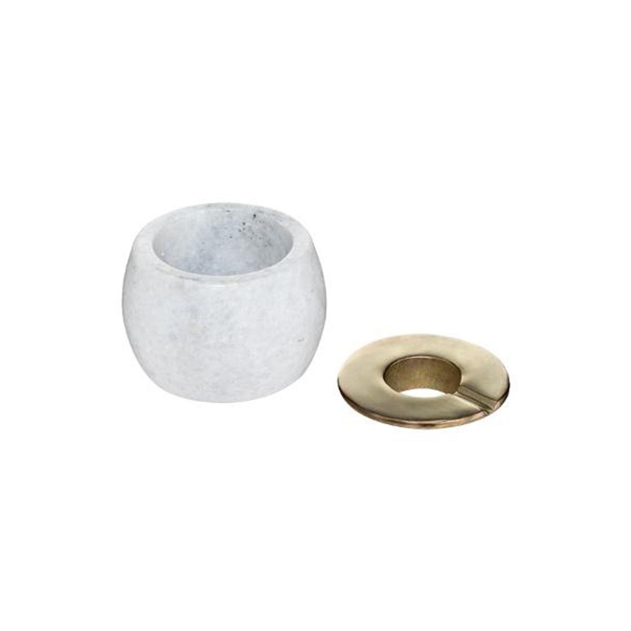 Voir la diapositive 2 : ATMOSPHERA Cendrier rond en marbre  edi  12cm blanc