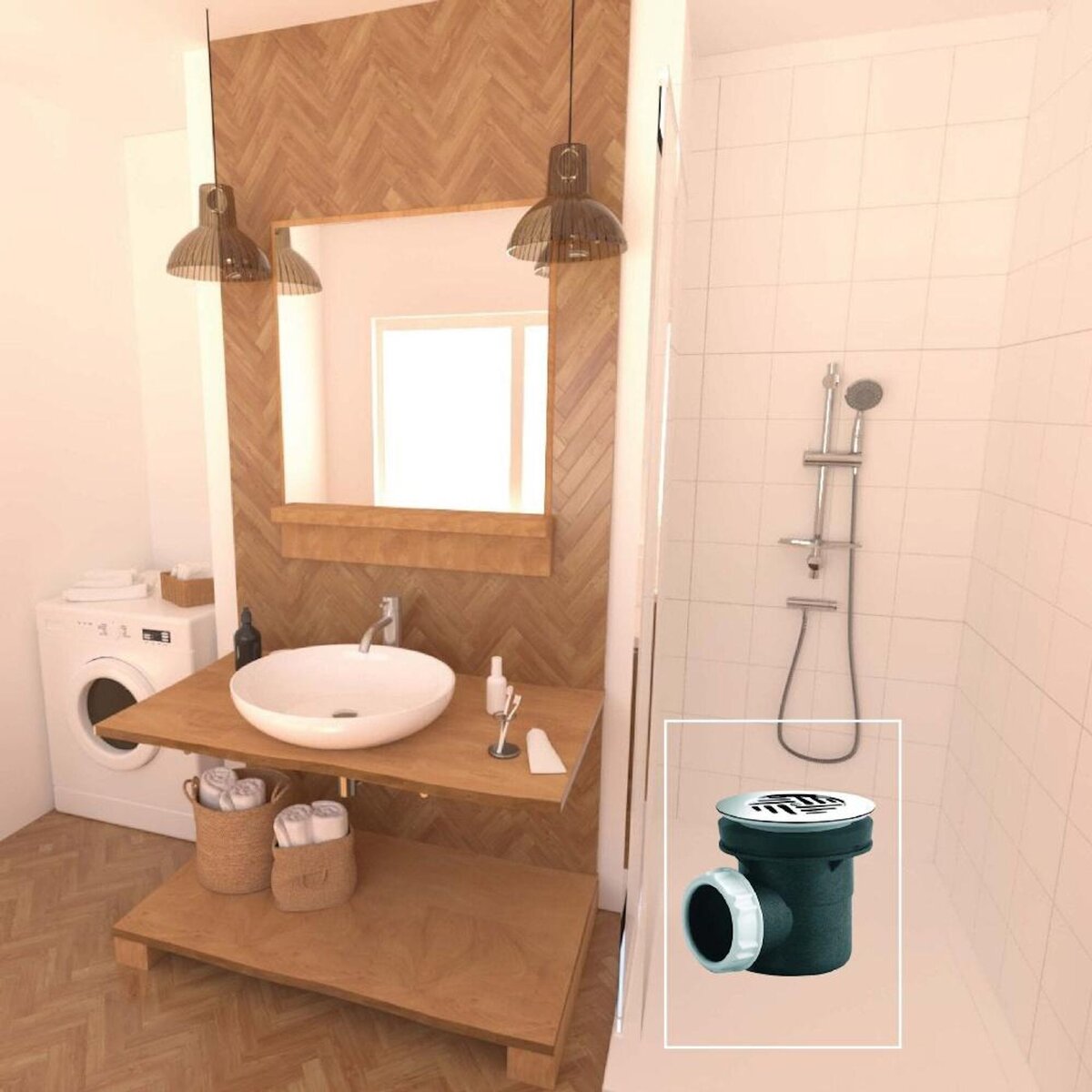 Valentin Bonde de douche diam.60 grille diam.85 sortie horizontal D40