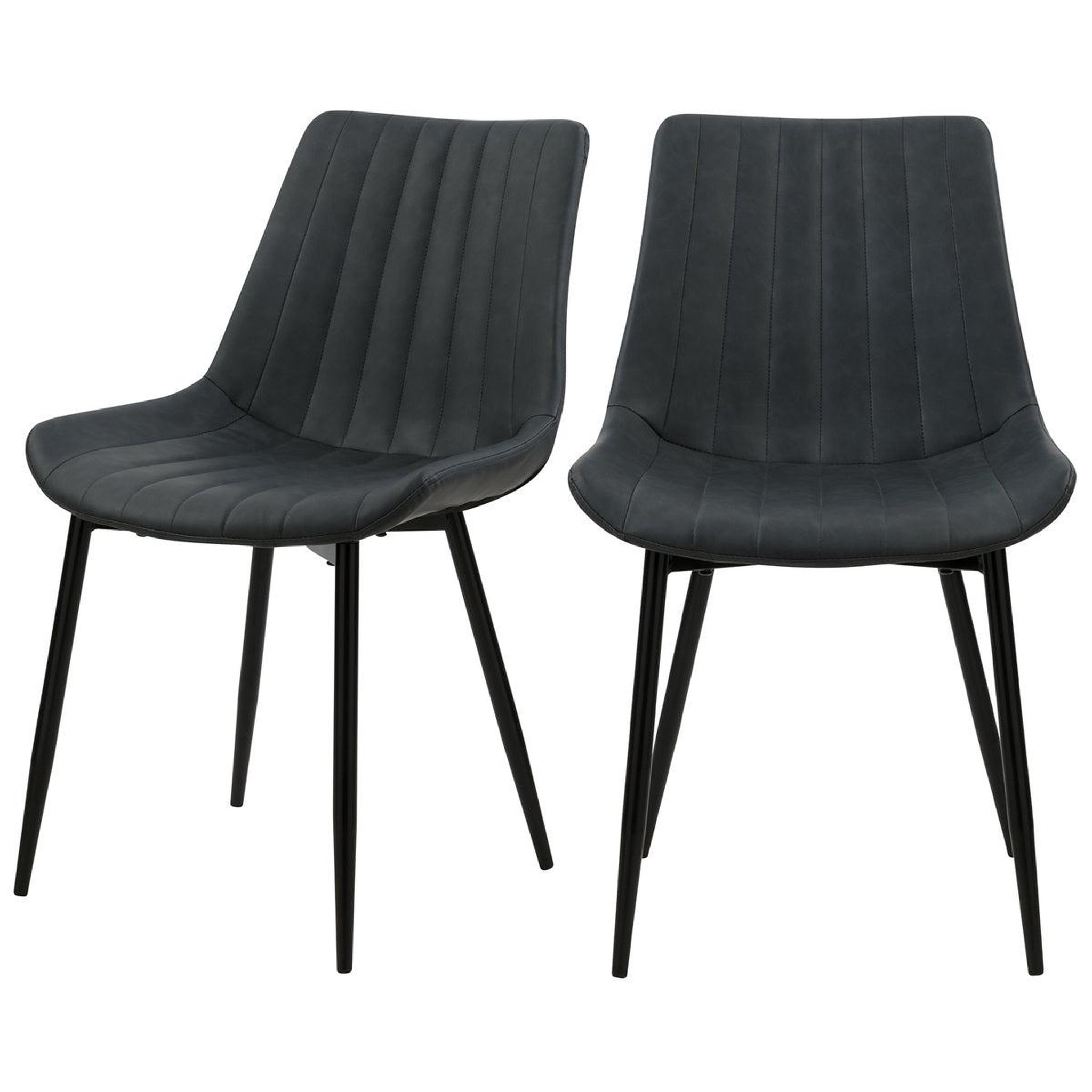 MAISON PAVANE Lot de 2 chaises en cuir synthétique gris foncé et métal noir-killi