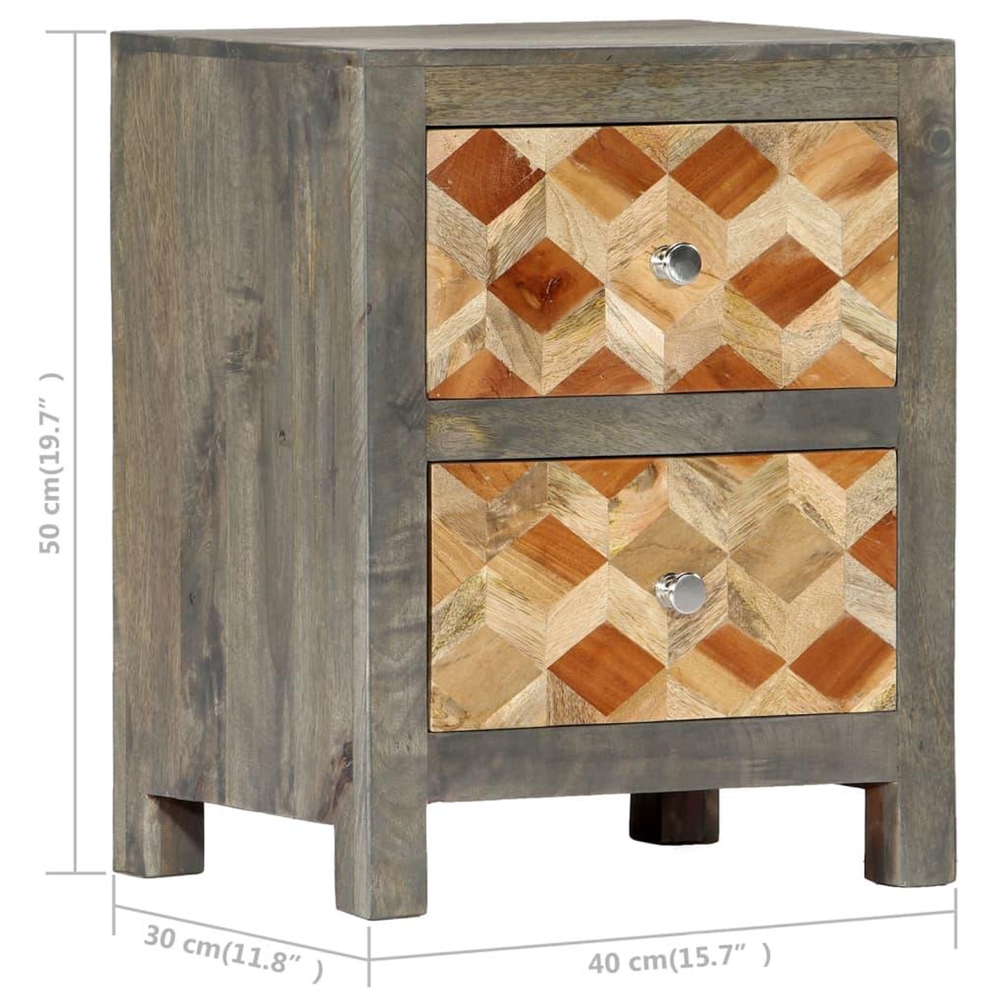 Voir la diapositive 6 : VIDAXL Table de chevet gris 40x30x50 cm bois de manguier massif