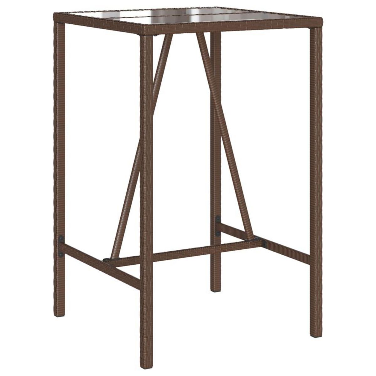 VIDAXL Table de bar d'exterieur marron 70x70x110 cm resine tressee