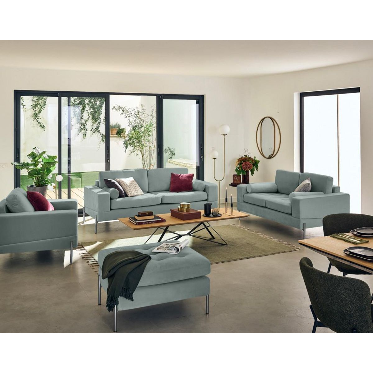 LISA DESIGN Isaure - canapé droit 3 places en velours