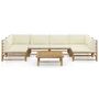 Voir la diapositive 2 : VIDAXL Salon de jardin 7 pcs avec coussins blanc creme bambou