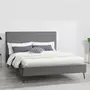 CONCEPT USINE Cadre de lit en velours gris & pieds noirs 160x200 cm RIVERSIDE