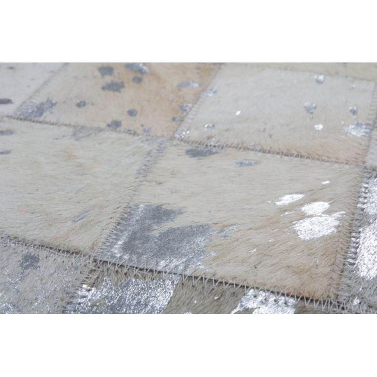 Paris Prix Tapis en Cuir Effet Mosaïque  Lavish  Gris & Argent