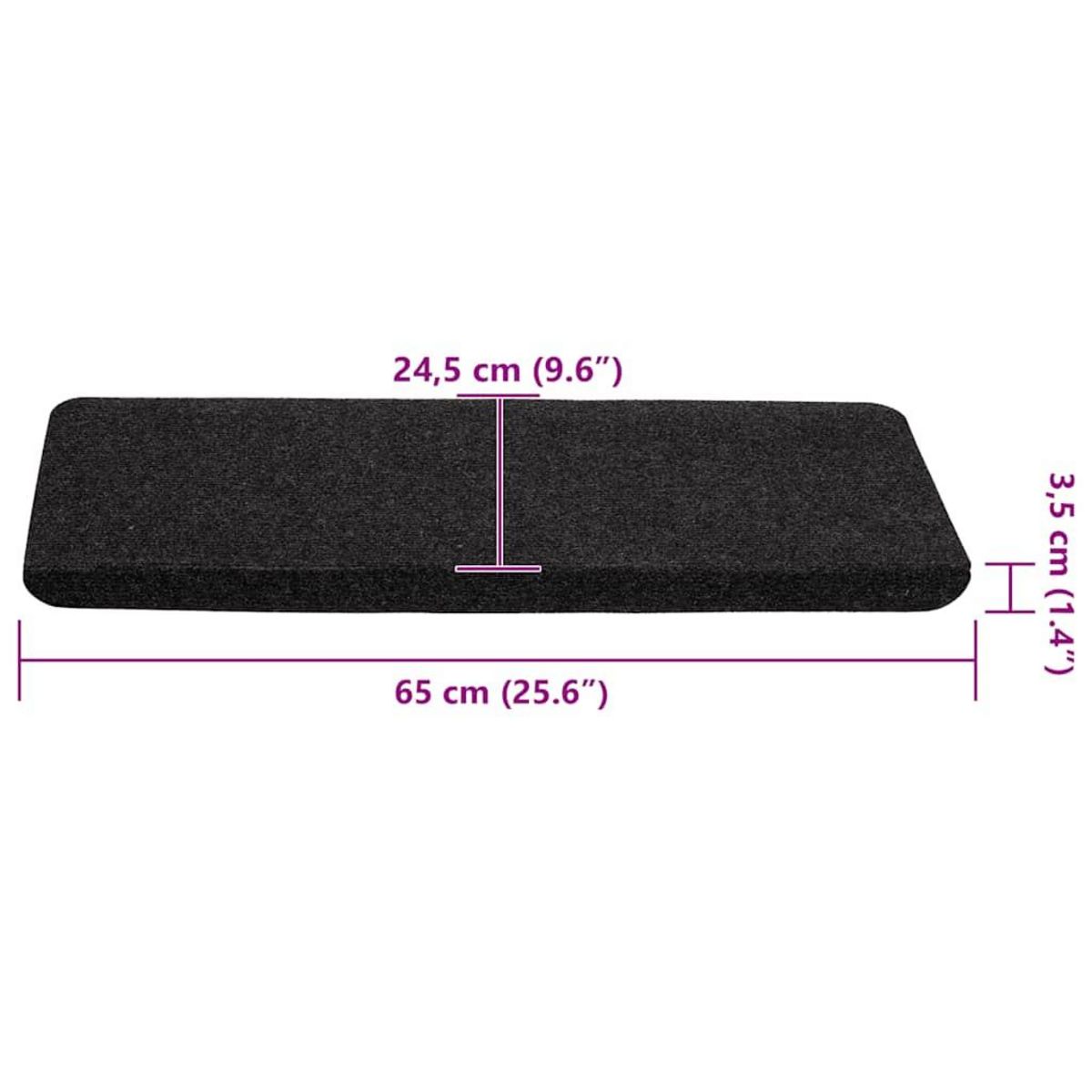 VIDAXL Tapis d'escalier auto-adhesifs 30 pcs noir 65x24,5x3,5 cm
