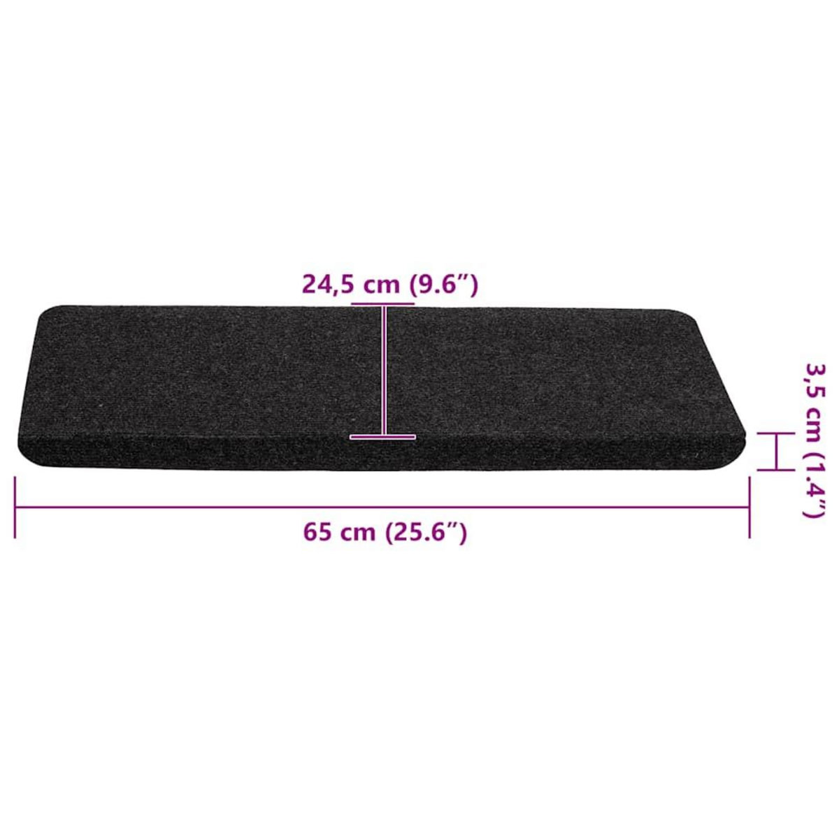 VIDAXL Tapis d'escalier auto-adhesifs 30 pcs noir 65x24,5x3,5 cm