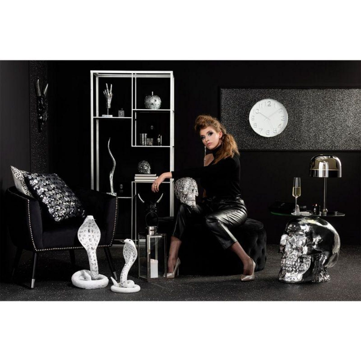 Paris Prix Pouf Rond en Velours  Wilson  100cm Anthracite