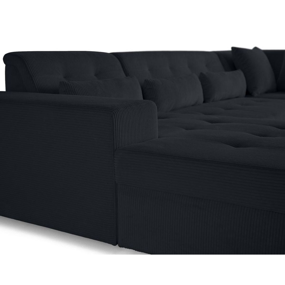 LISA DESIGN Vermont - canapé panoramique d'angle droit - 7 places - en velours côtelé