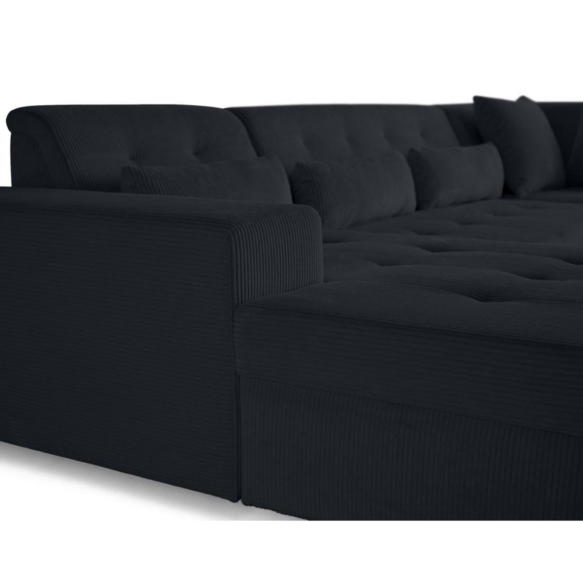LISA DESIGN Vermont - canapé panoramique d'angle droit - 7 places - en velours côtelé