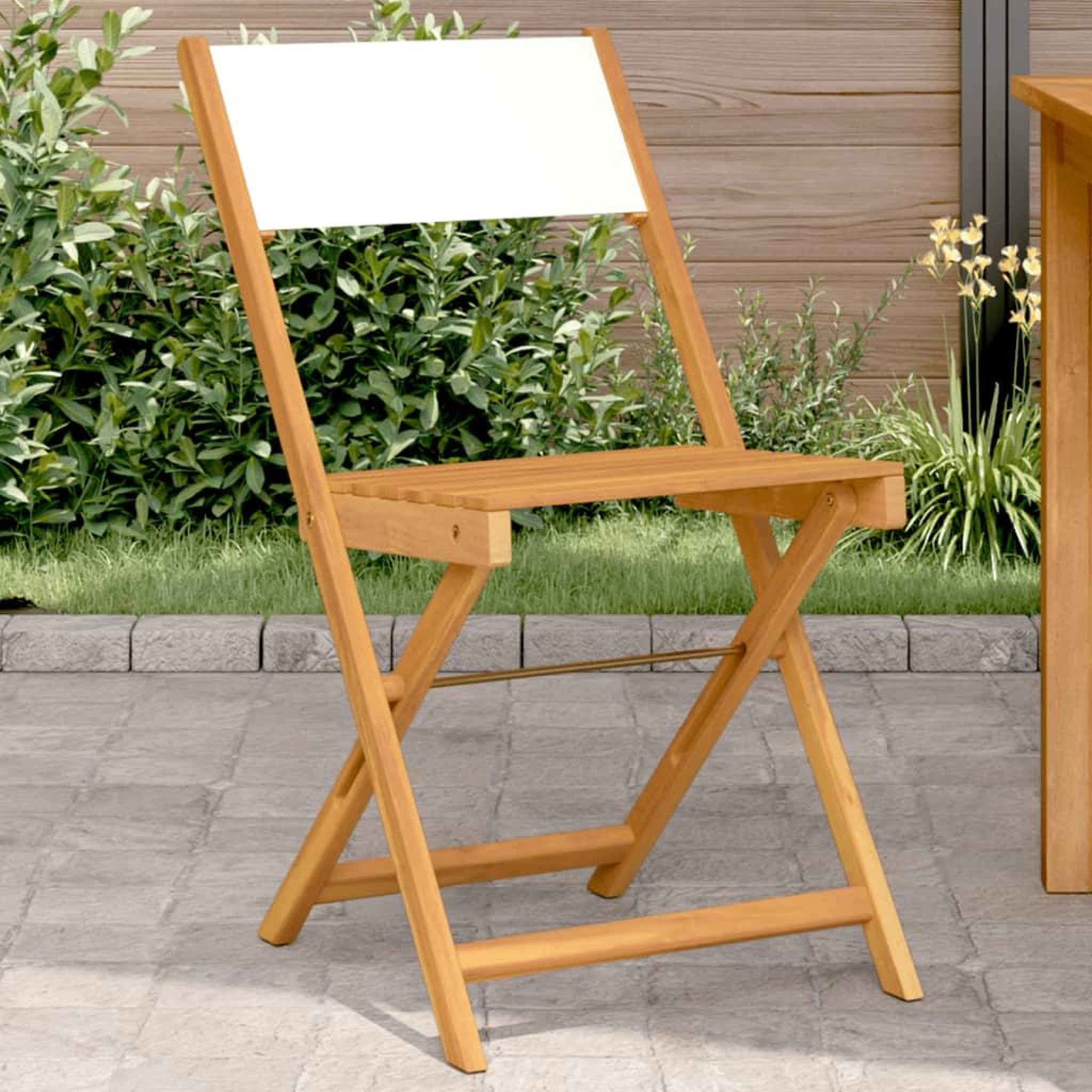 Voir la diapositive 1 : VIDAXL Chaises de bistrot lot de 2 blanc creme bois acacia et tissu