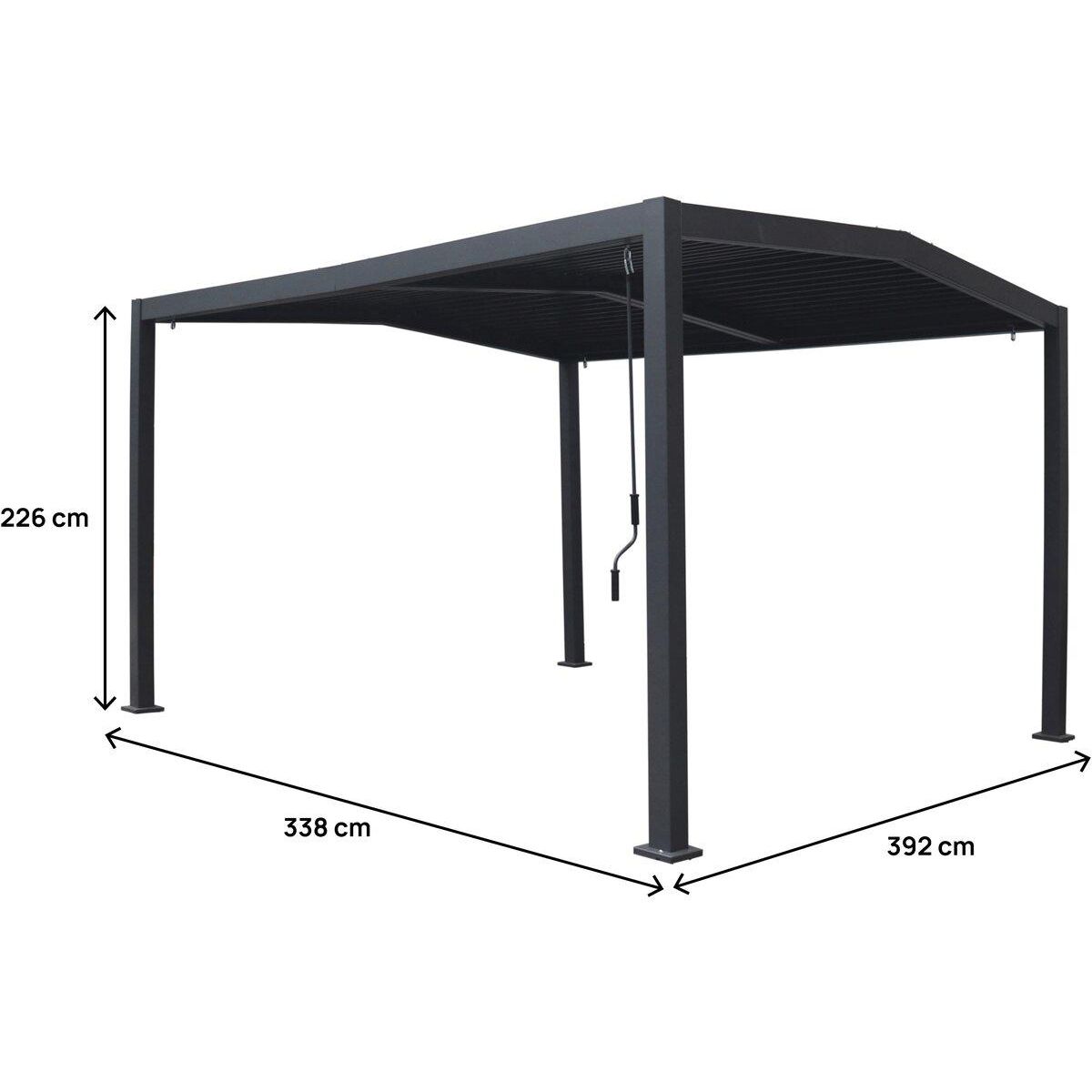 Habitat et Jardin Pergola bioclimatique toit 2 pans  Victoria  en aluminium et métal- 3,5 x 4 m - Gris