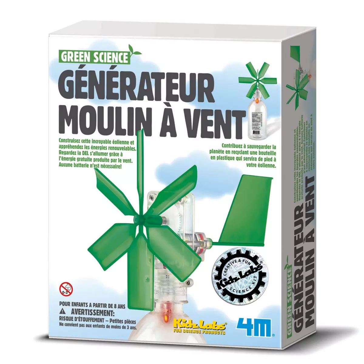 4M - Kidz Labs Kit de fabrication Green Science : Générateur moulin à vent : Eolienne