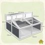 Voir la diapositive 3 : PAWHUT Terrarium enclos tortue 2 espaces toit polycarbonate 3 portes rampe bois gris blanc