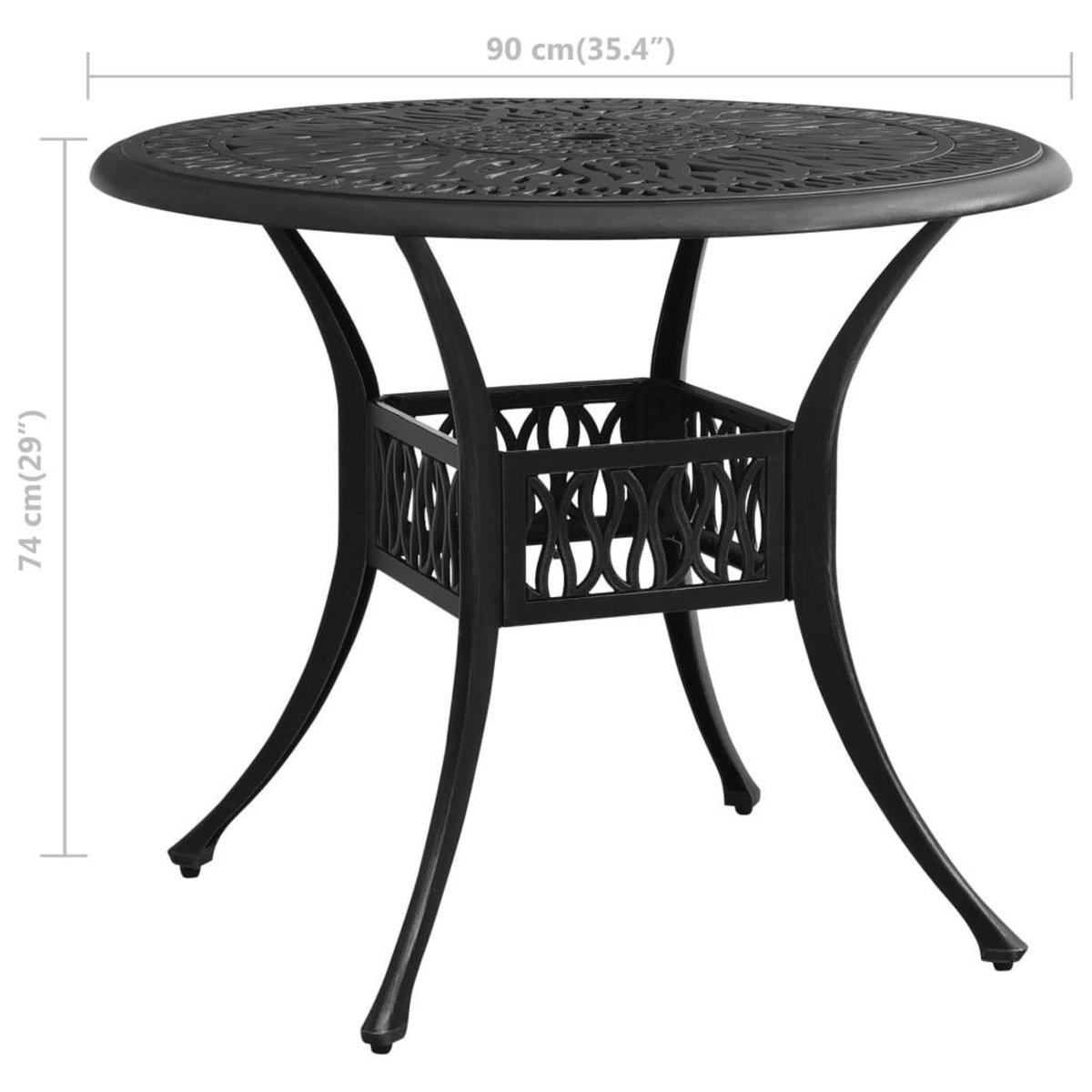 VIDAXL Table de jardin Noir 90x90x74 cm Aluminium coule