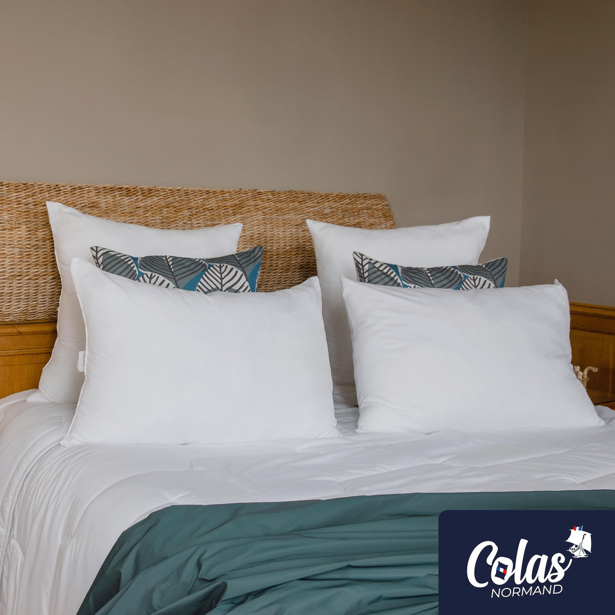 COLAS NORMAND Lot de 2 oreillers 100% écologiques 45×70 cm
