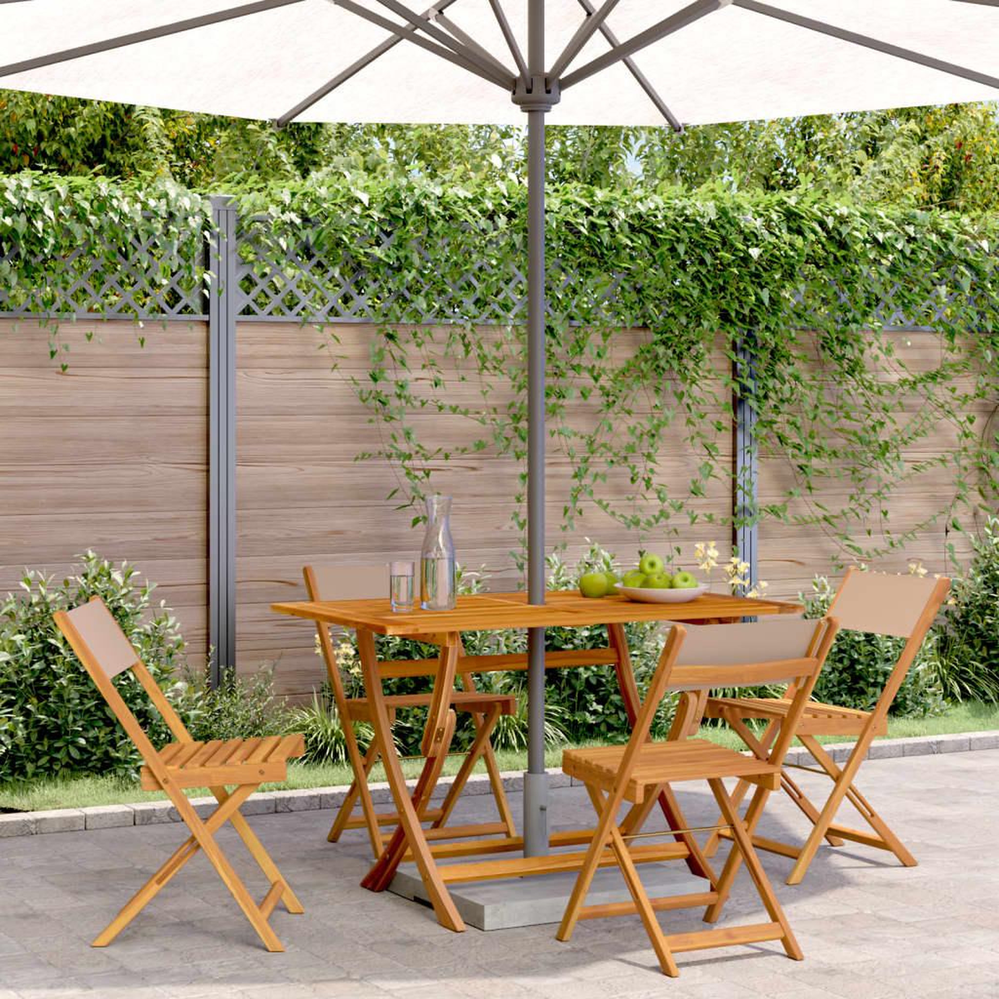 VIDAXL Chaises de jardin pliantes lot de 4 taupe tissu et bois massif