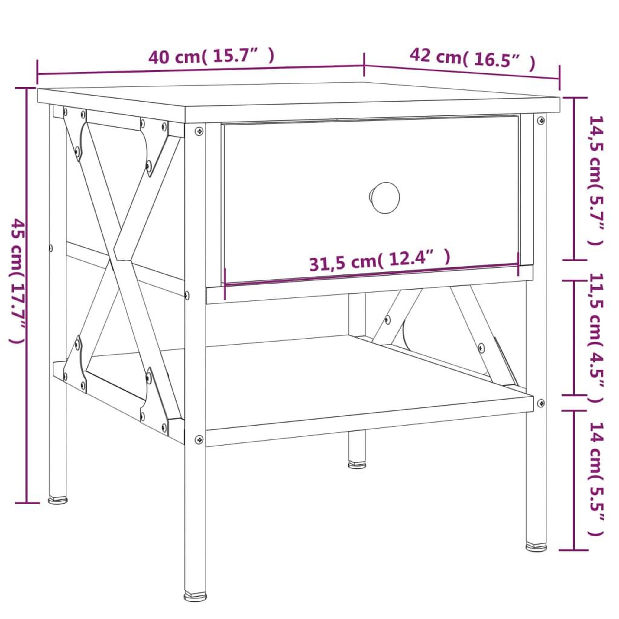 Voir la diapositive 6 : VIDAXL Tables de chevet 2 pcs chene fume 40x42x45 cm bois d'ingenierie
