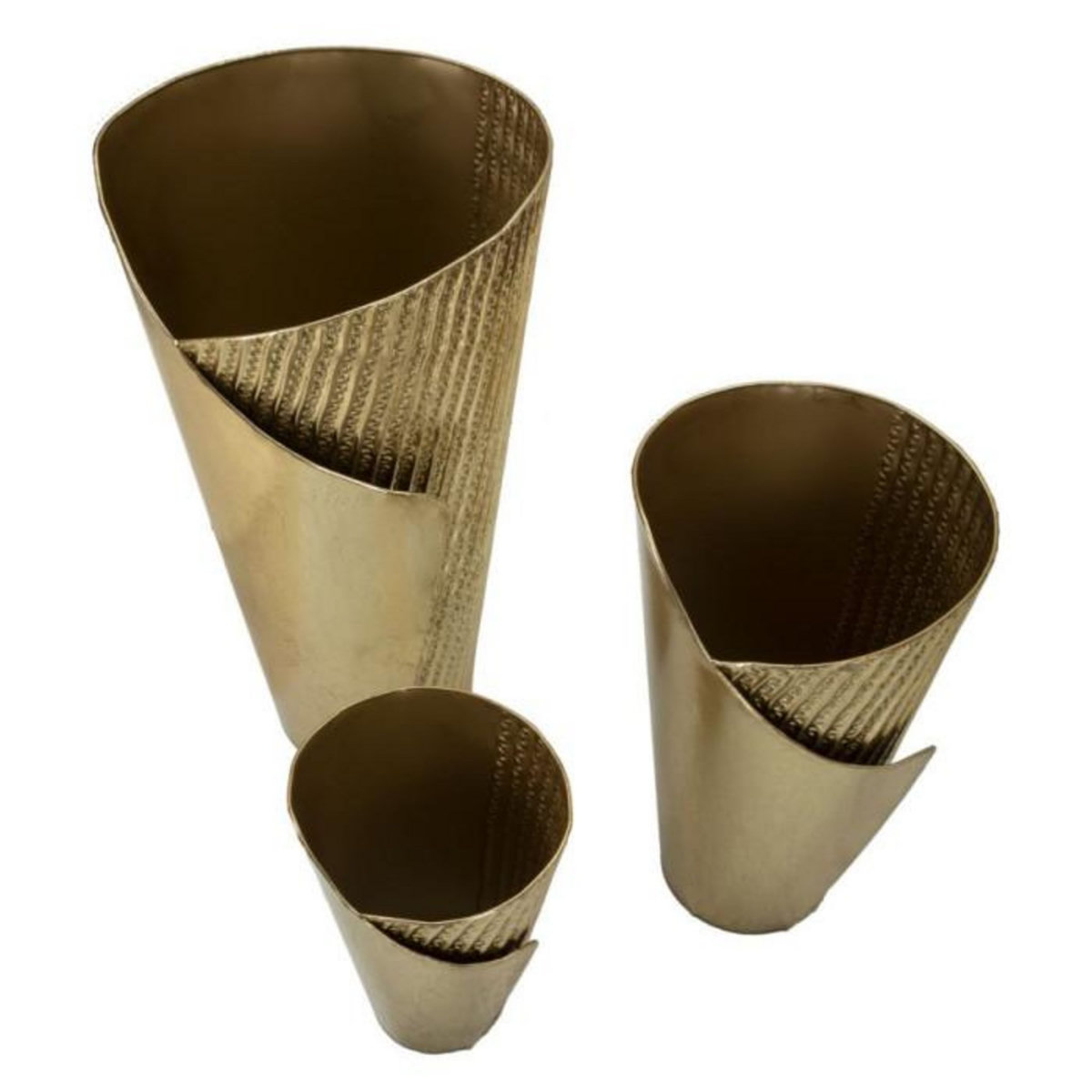 Paris Prix Lot de 3 Vases en Métal  Flosty  75cm Or