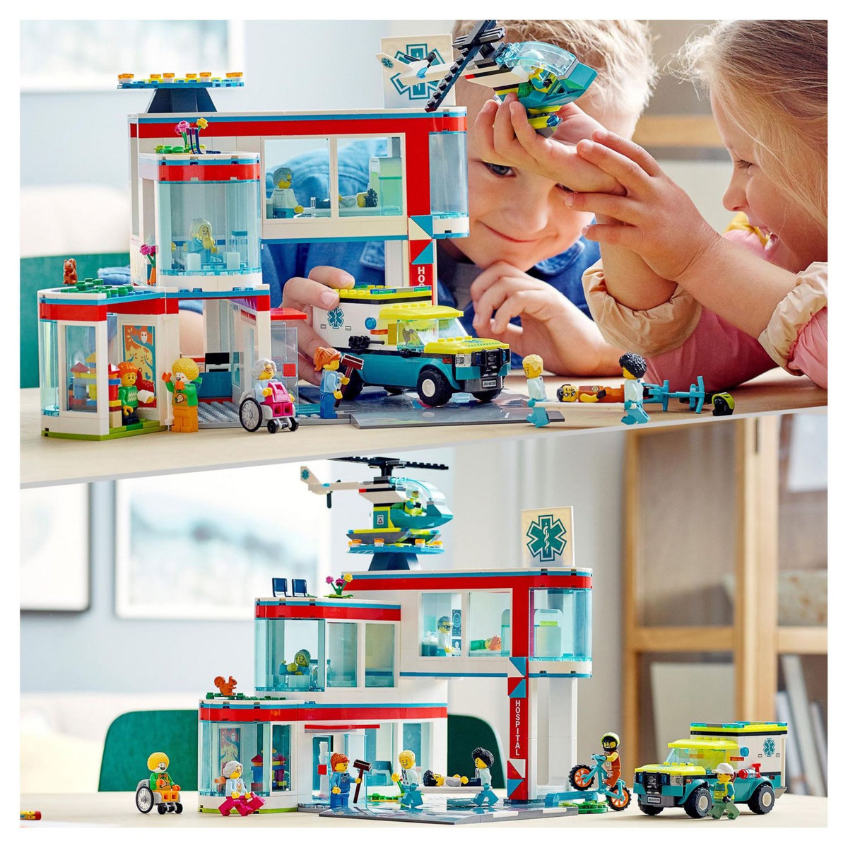 LEGO City 60330 L&rsquo;Hôpital, Set de Construction avec Jouet Ambulance pour Enfant dès 7 Ans