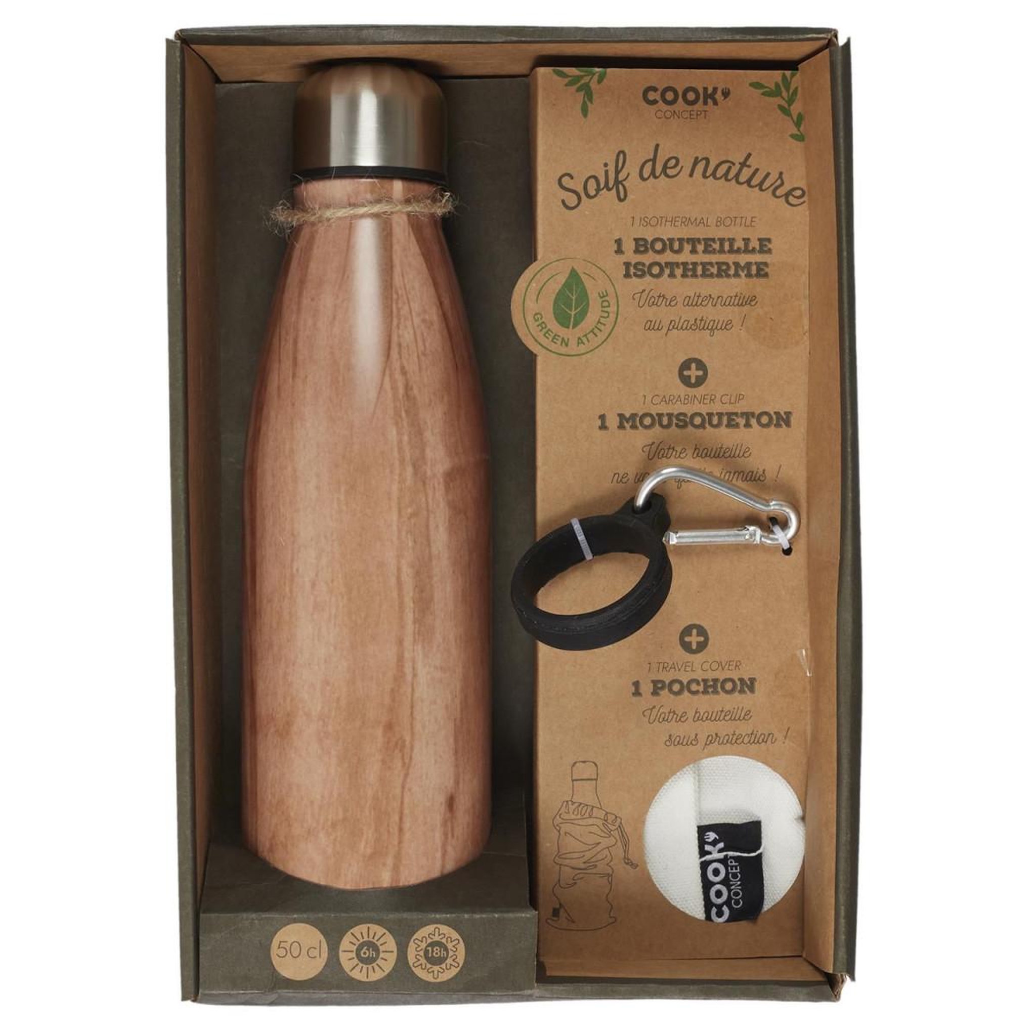 Voir la diapositive 3 : COOK CONCEPT Coffret bouteille isotherme  conga  25cm naturel