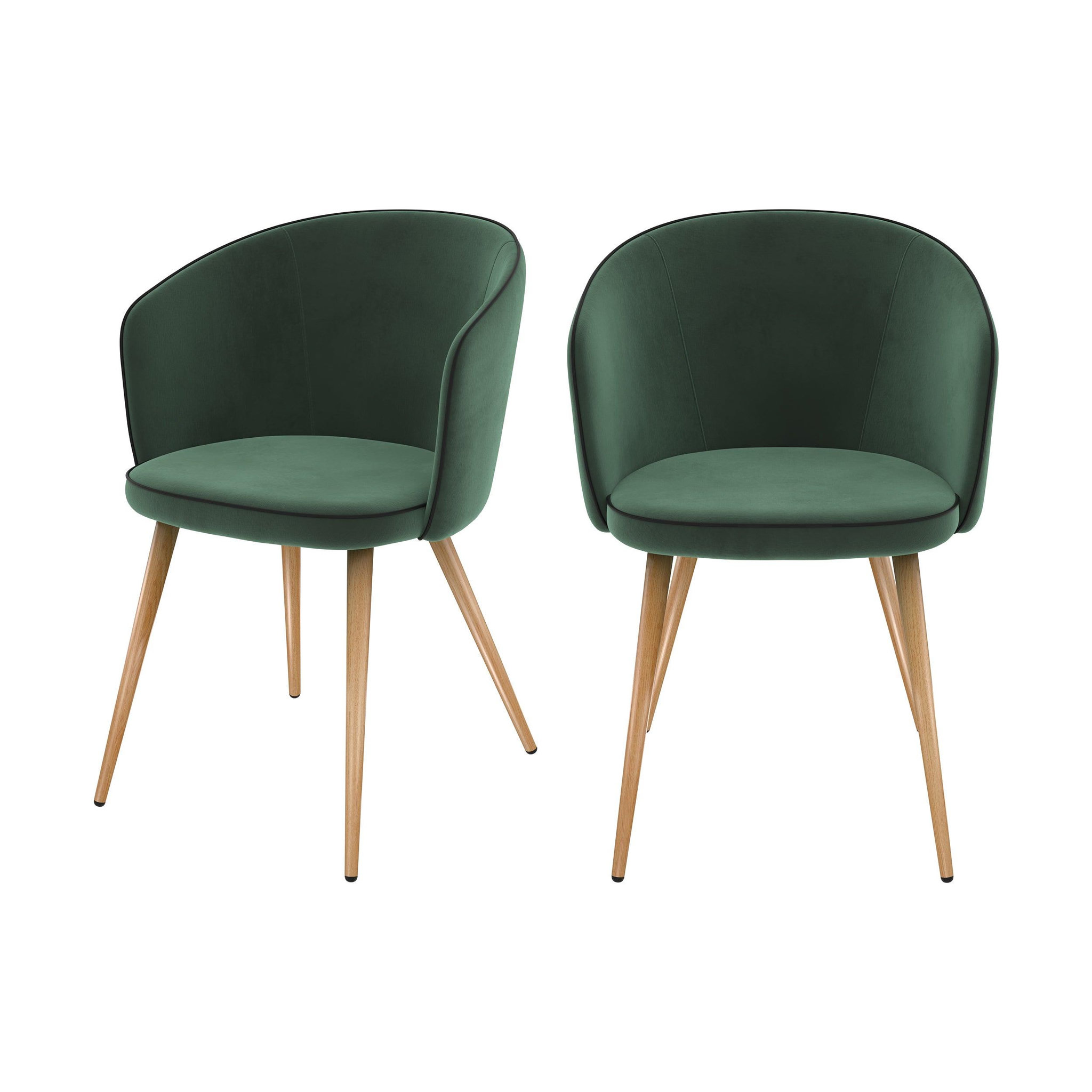 MAISON PAVANE Lot de 2 chaises en velours vert-chiara
