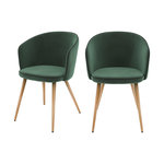 MAISON PAVANE Lot de 2 chaises en velours vert-Chiara