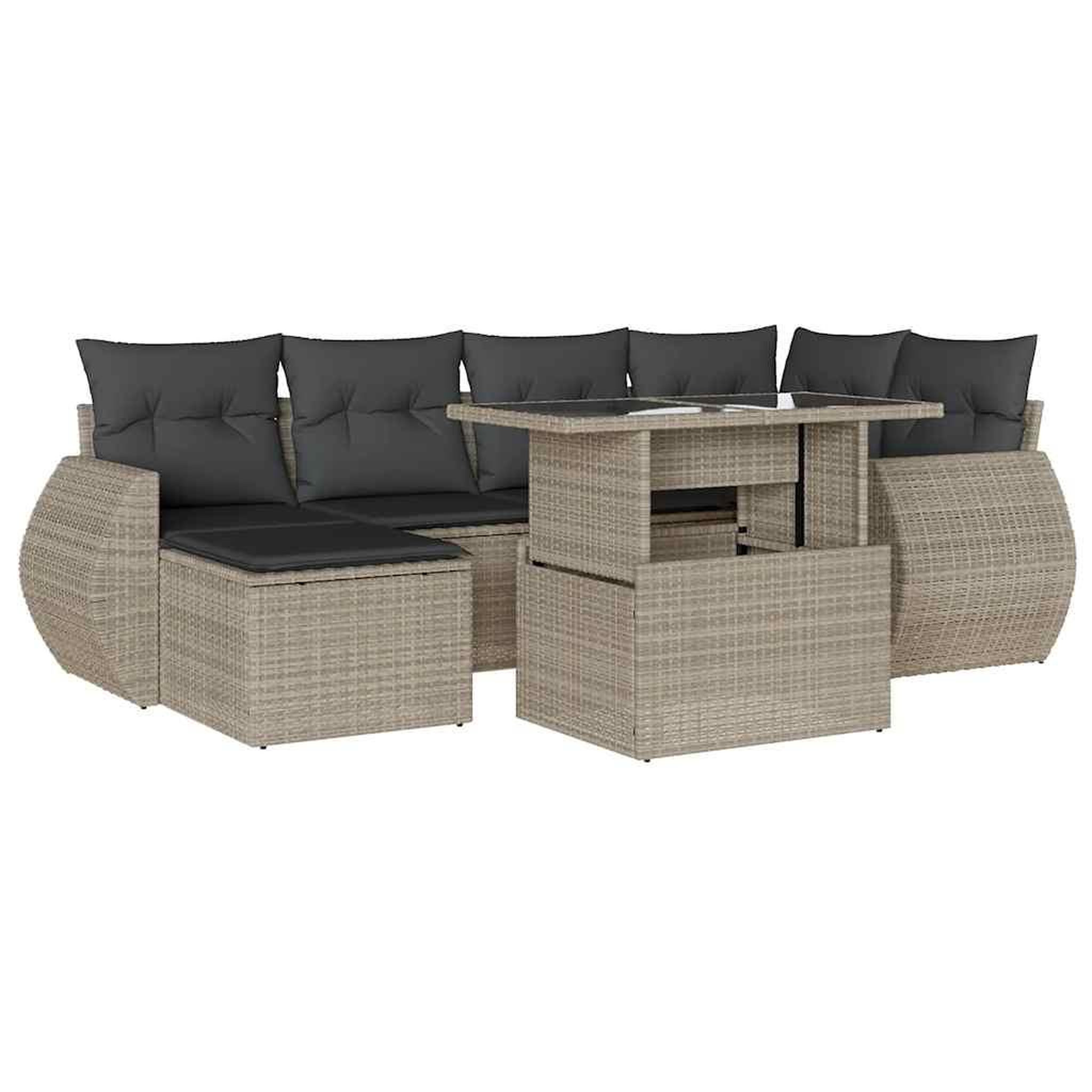 Voir la diapositive 2 : VIDAXL Salon de jardin avec coussins 7 pcs gris clair resine tressee