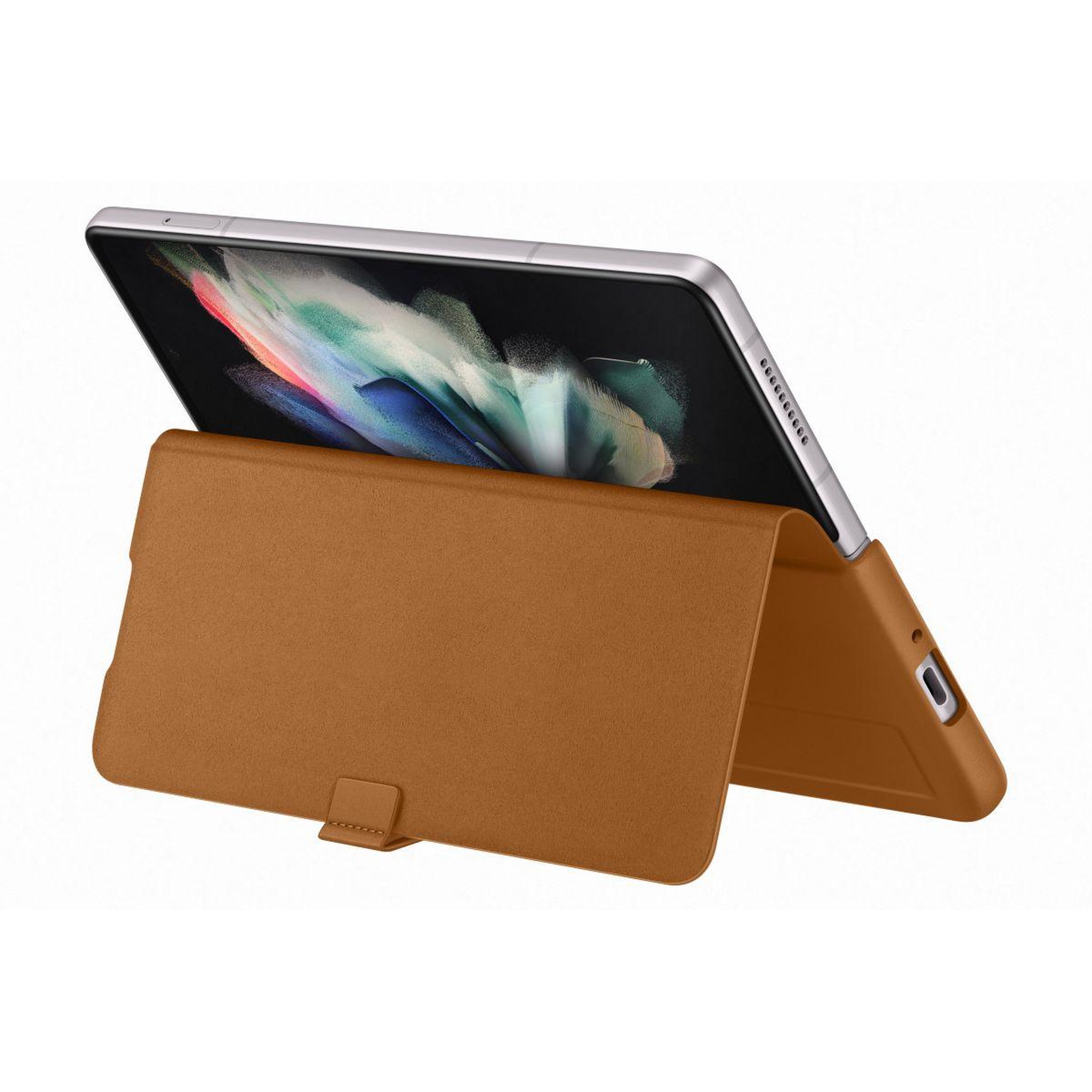 Voir la diapositive 5 : Samsung Coque Z Fold 3 Cuir marron clair