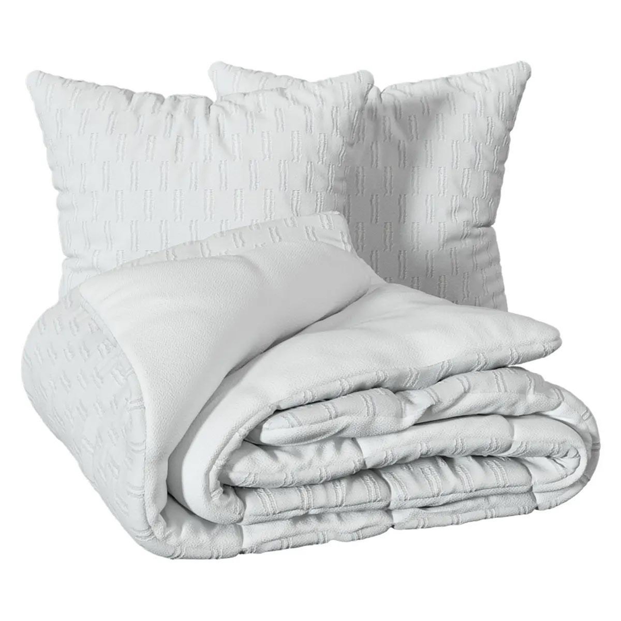 Voir la diapositive 2 : ATMOSPHERA Parure de lit jacquard 3 pièces  edie  260x240cm blanc