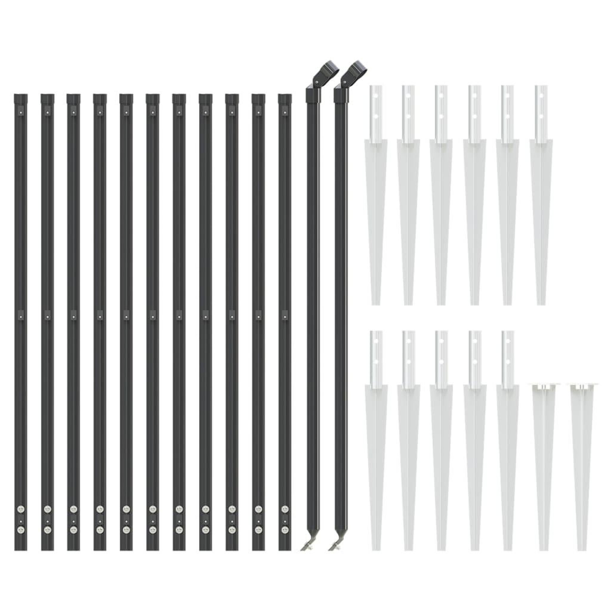 Voir la diapositive 3 : VIDAXL Cloture en treillis metallique et ancrage anthracite 1,1x25 m