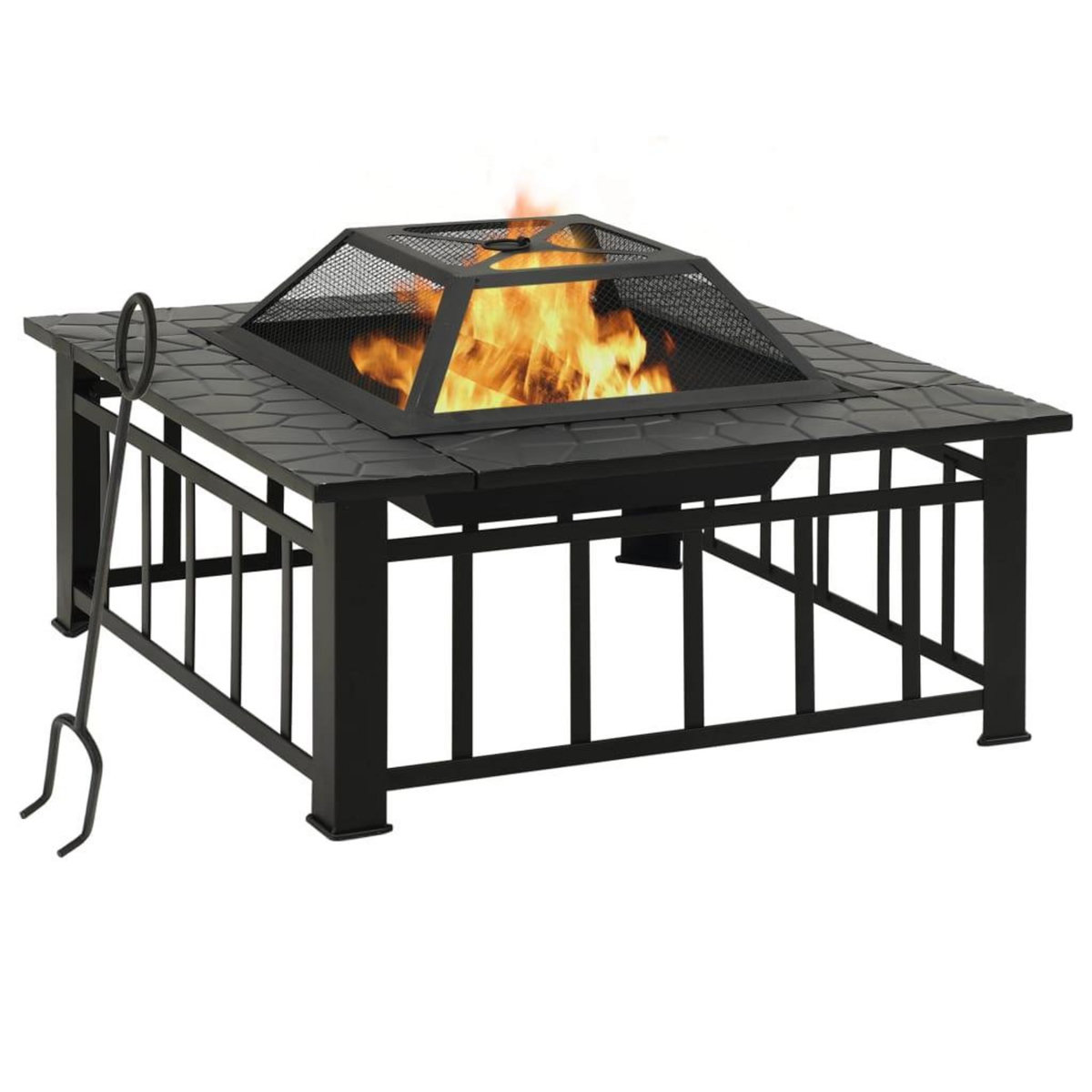 VIDAXL Foyer de jardin avec tisonnier 81x81x47 cm XXL Acier