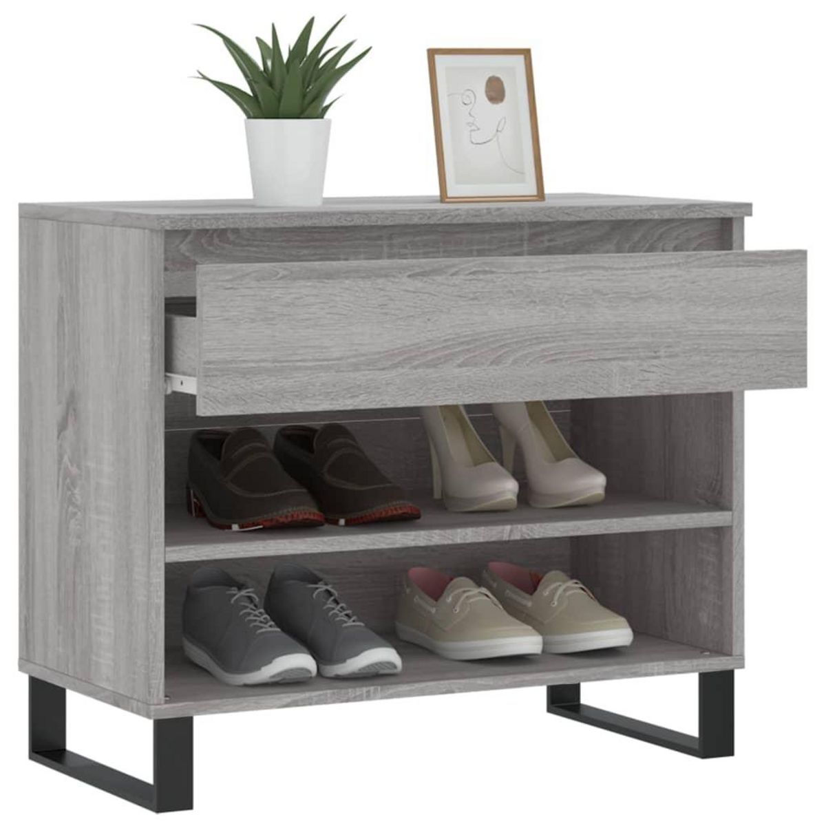 VIDAXL Armoire a chaussures Sonoma gris 70x36x60 cm Bois d'ingenierie