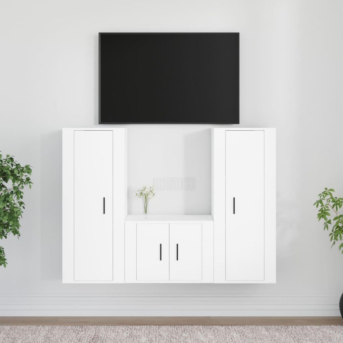 VIDAXL Ensemble de meubles TV 3 pcs Blanc Bois d'ingenierie