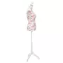 VIDAXL Buste de couture de femme en coton blanc motifs a rosiers