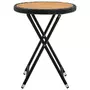 VIDAXL Table a the Noir 60 cm Resine tressee et bois d'acacia solide