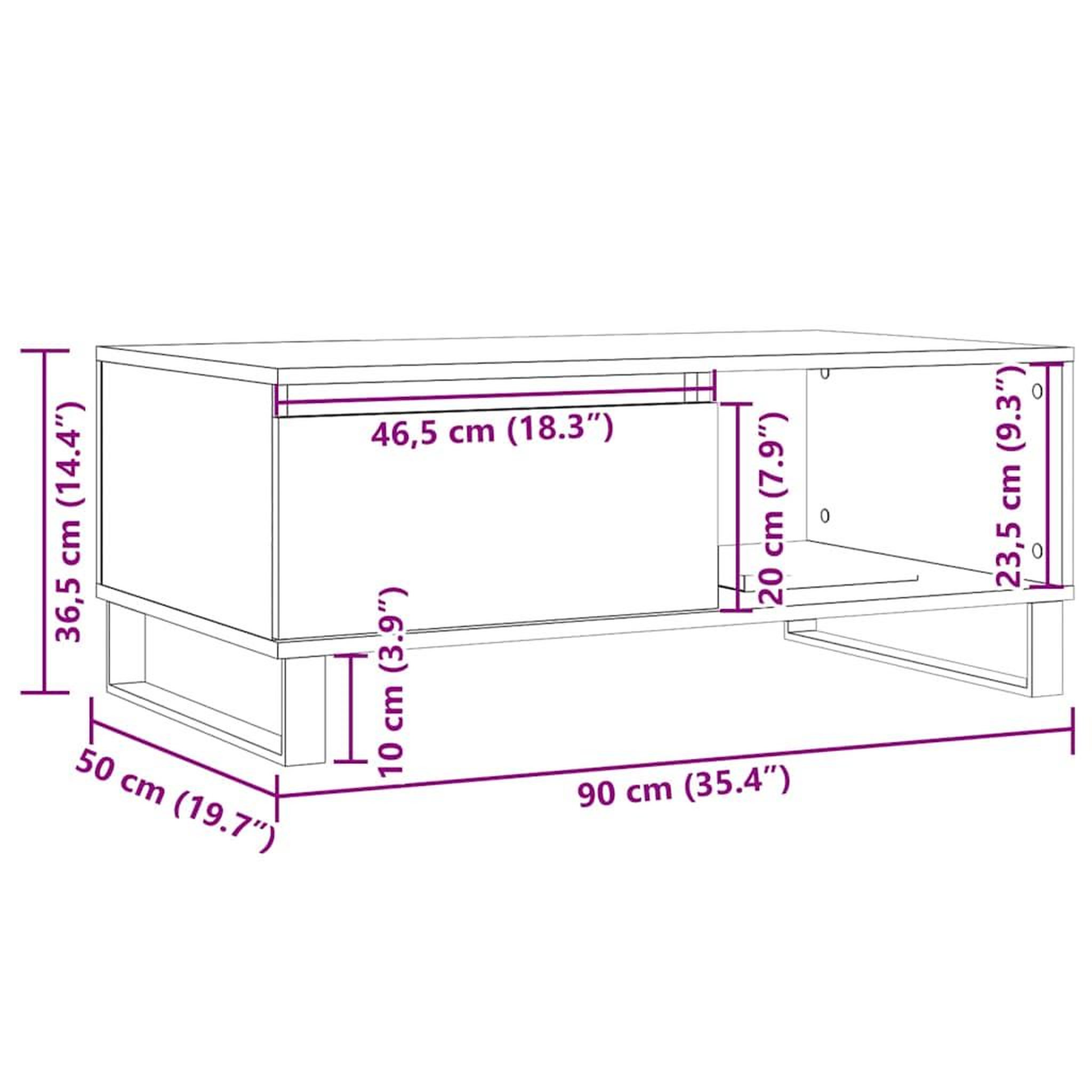 Voir la diapositive 6 : VIDAXL Table basse vieux bois 90x50x36,5 cm bois d'ingenierie