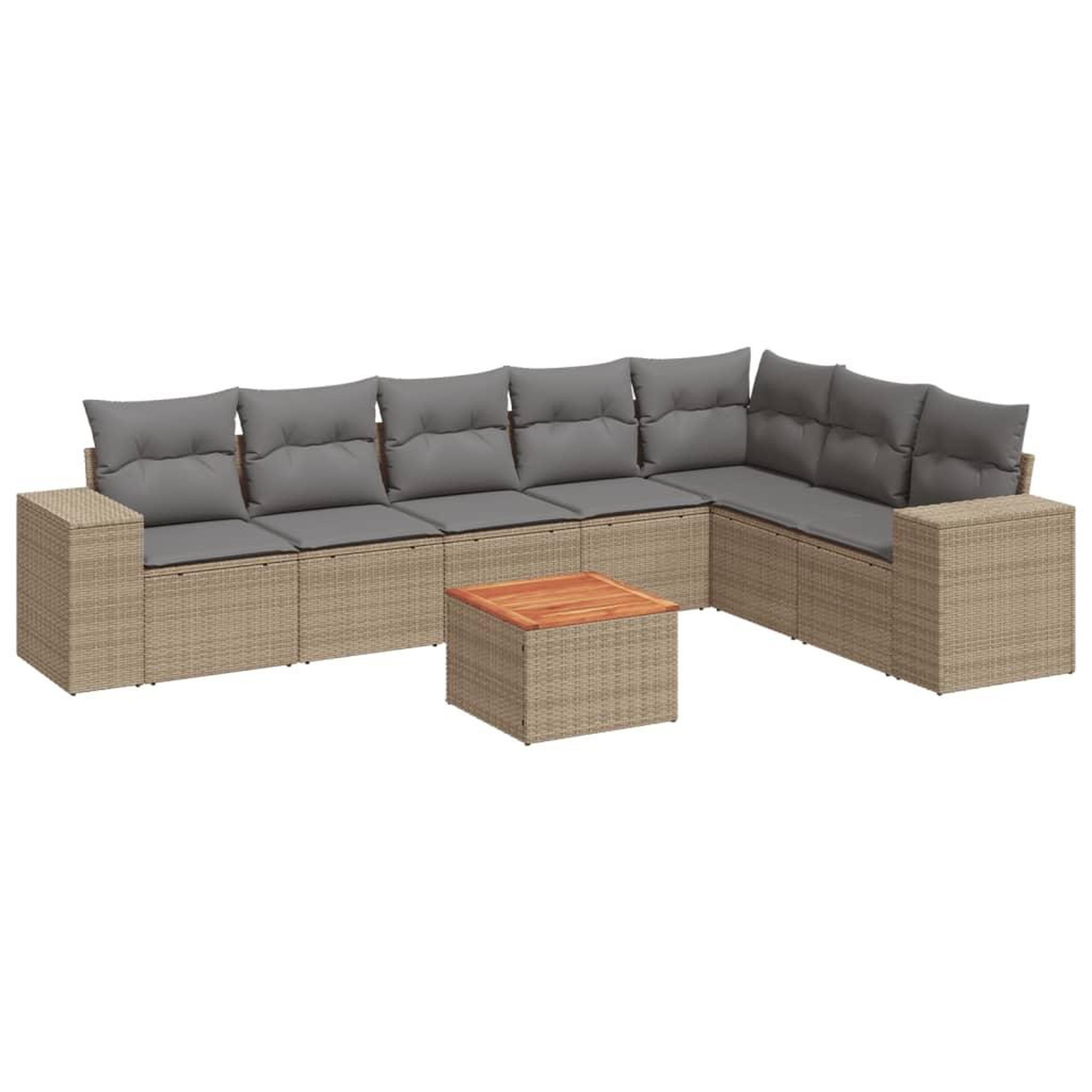 Voir la diapositive 2 : VIDAXL Salon de jardin avec coussins 8 pcs beige resine tressee