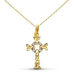 L'ATELIER D'AZUR Collier - Médaille Croix Or Bicolore Jaune et Blanc - Croix Celtique - Chaine Dorée