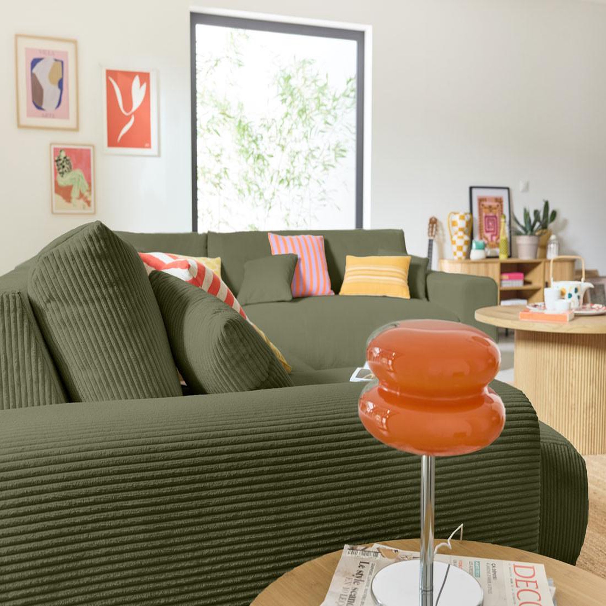 Voir la diapositive 3 : BEST MOBILIER Garance - canapé modulable d'angle droit - 8 places - en velours côtelé