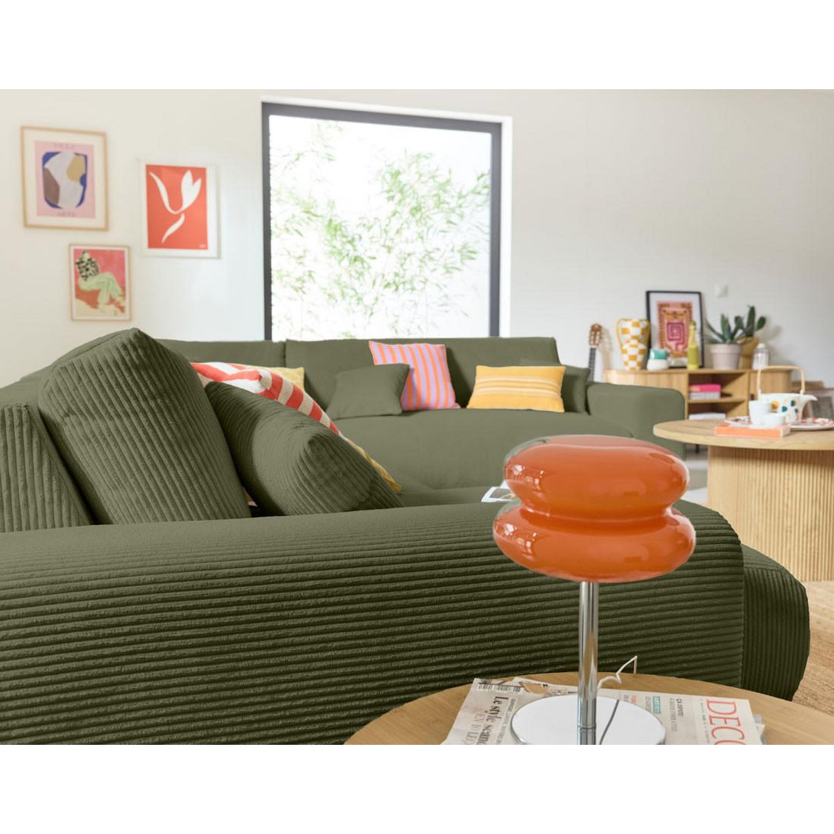 LISA DESIGN Garance - canapé modulable d'angle droit - 8 places - en velours côtelé