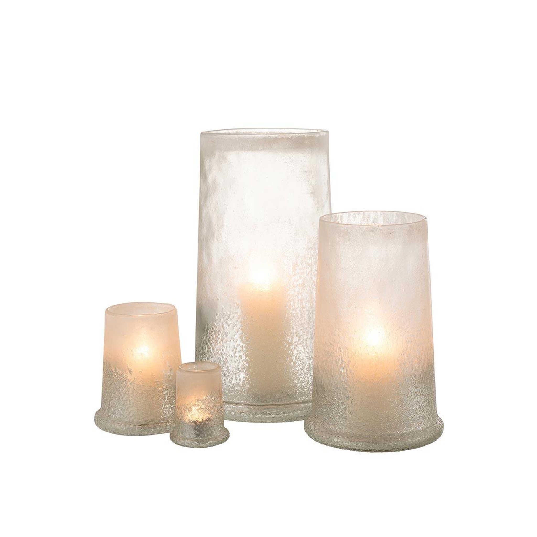 Voir la diapositive 5 : J-LINE Photophore en verre  sucre  15cm blanc