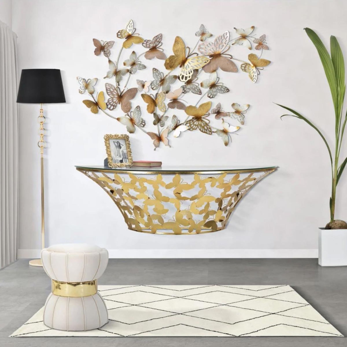 Paris Prix Console Murale Design  Butterfly  120cm Or