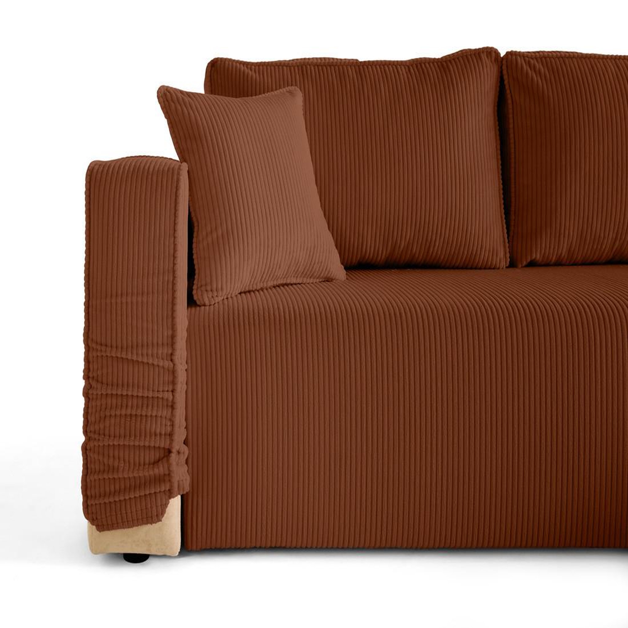 Voir la diapositive 2 : BEST MOBILIER Topaze - canapé d'angle déhoussable réversible 4 places en velours côtelé