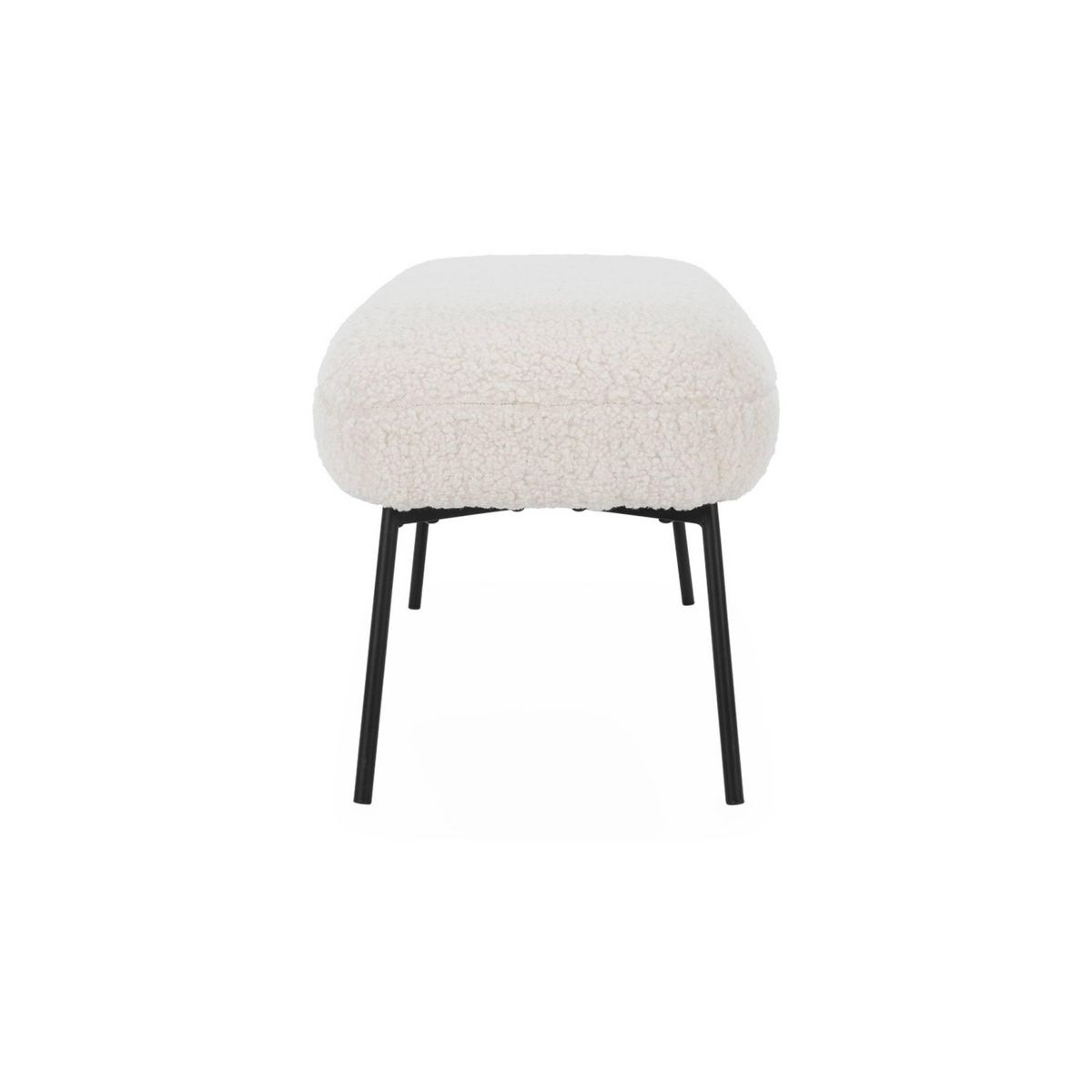 SWEEEK Banc, bout de lit avec revêtement bouclette, pieds en métal noir, L 120 x P 41 x H 42,5 cm