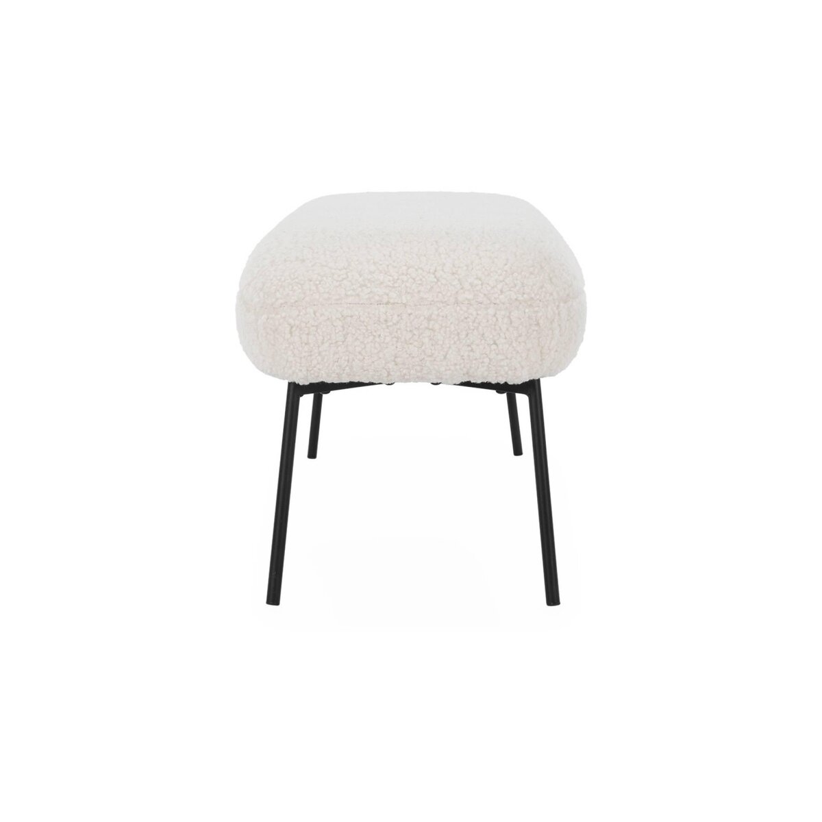 SWEEEK Banc, bout de lit avec revêtement bouclette, pieds en métal noir, L 120 x P 41 x H 42,5 cm